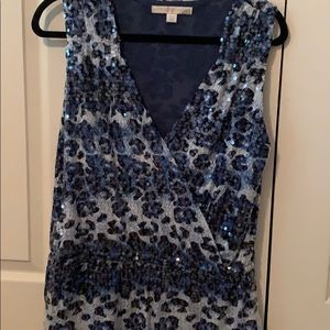 Boston Proper blue leopard top